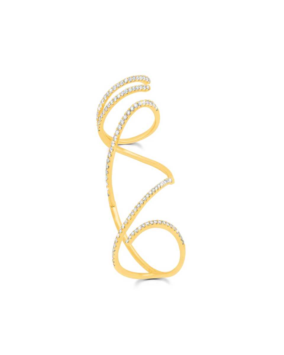 18K Yellow Gold Mega Swirl Diamond Ring, Size